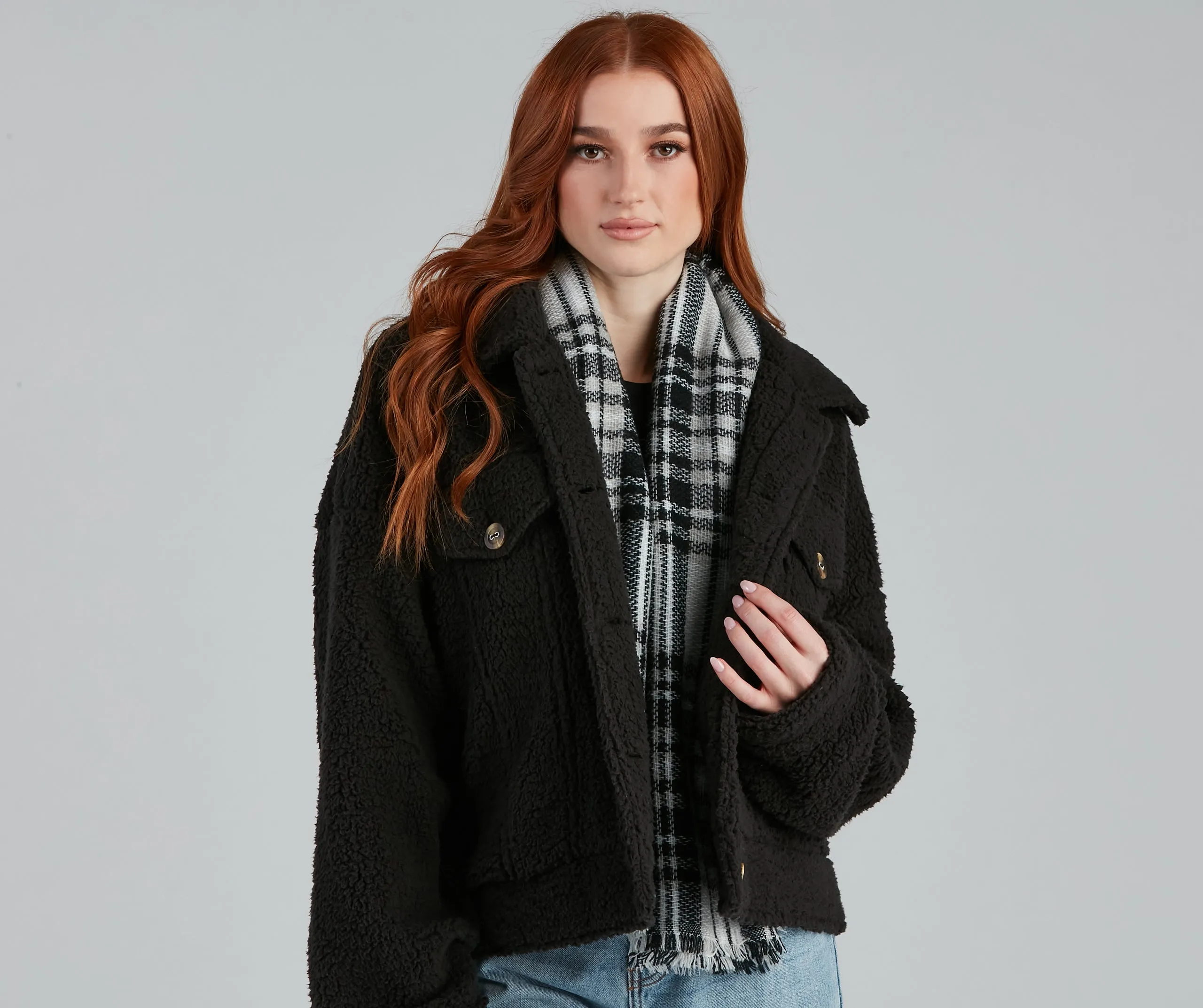 Cuddle Over Plaid Blanket Scarf