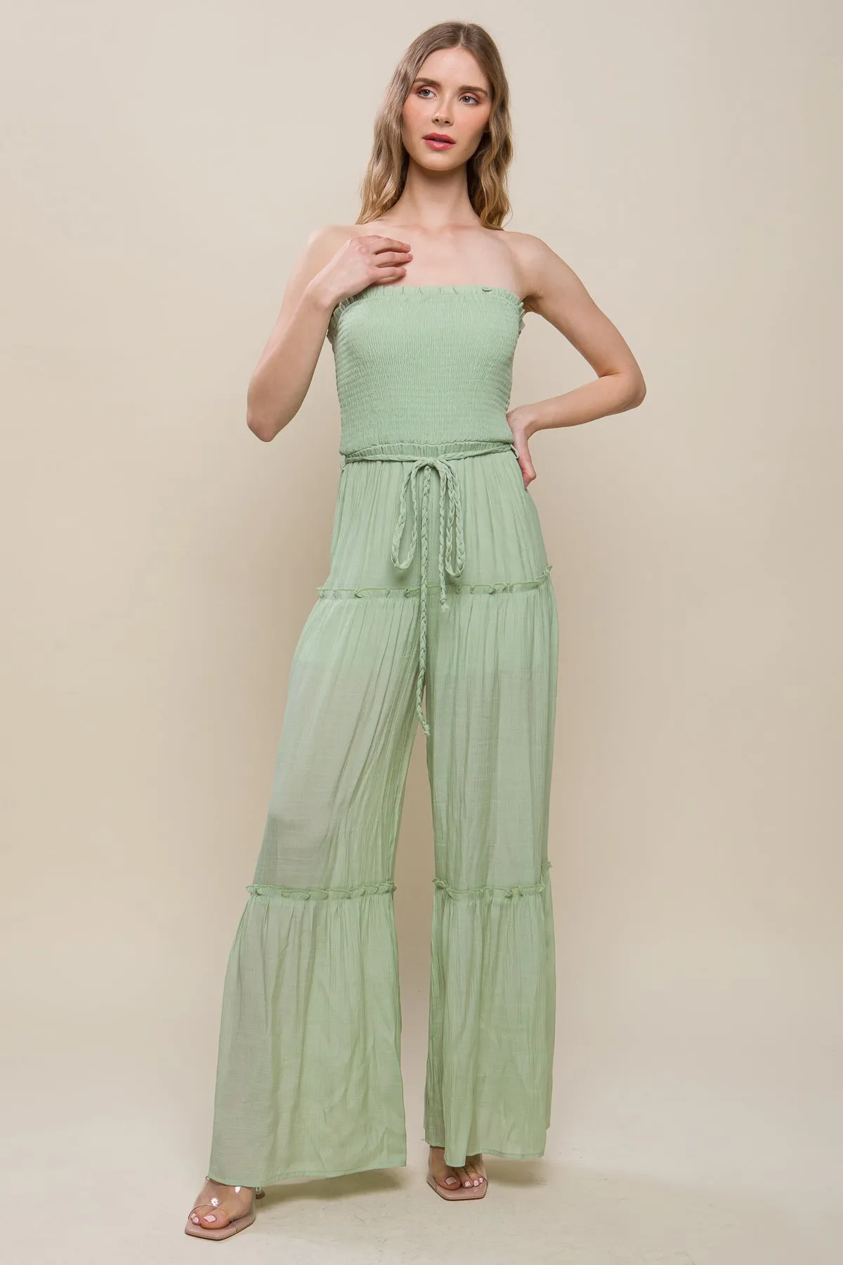 Dainty Sleeveless Smocked Ruffle Jumpsuit- 4 colors - Ships from The US