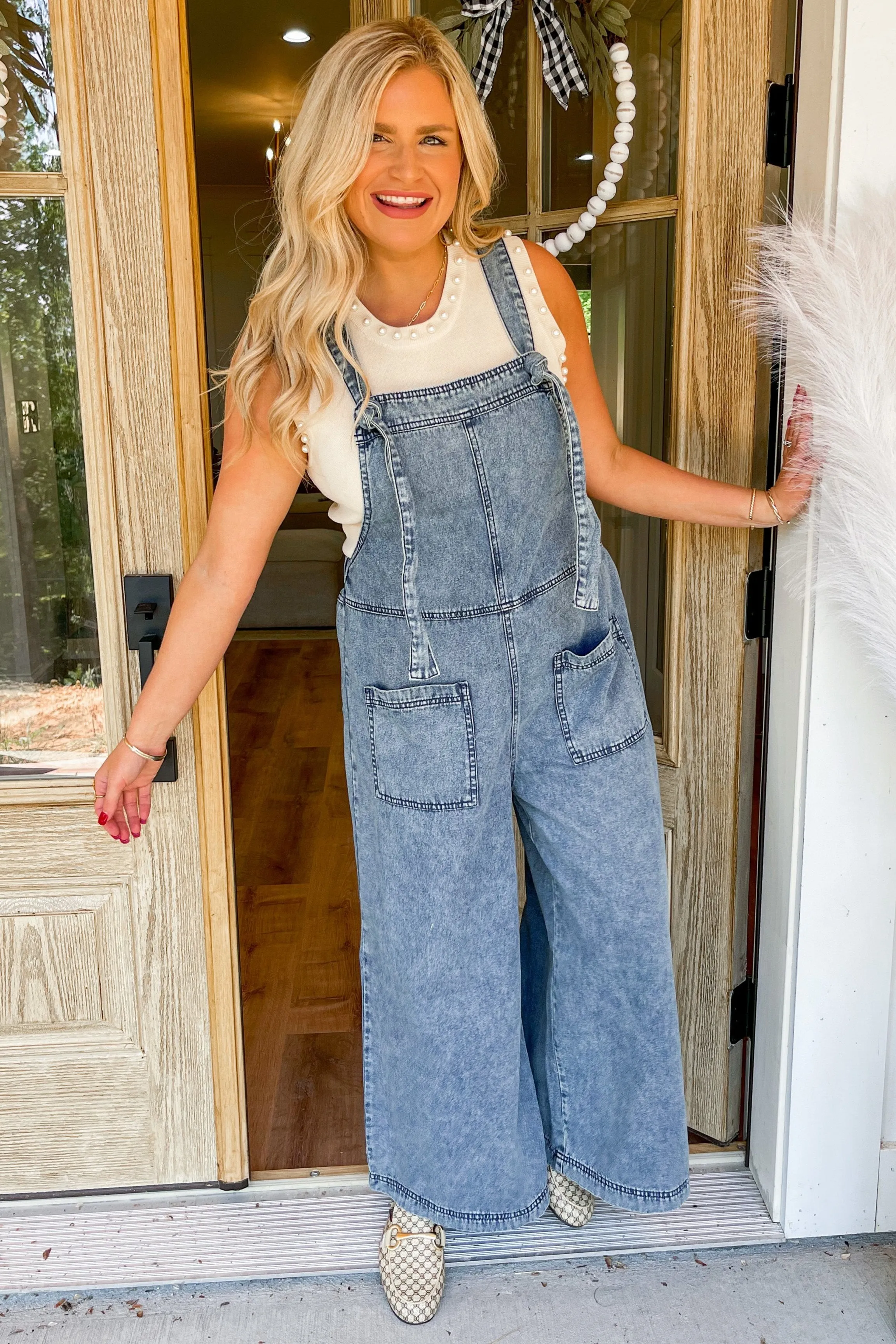 Damon Wide Leg Stone Washed Denim Jumpsuit [S-3X] *FINAL SALE*