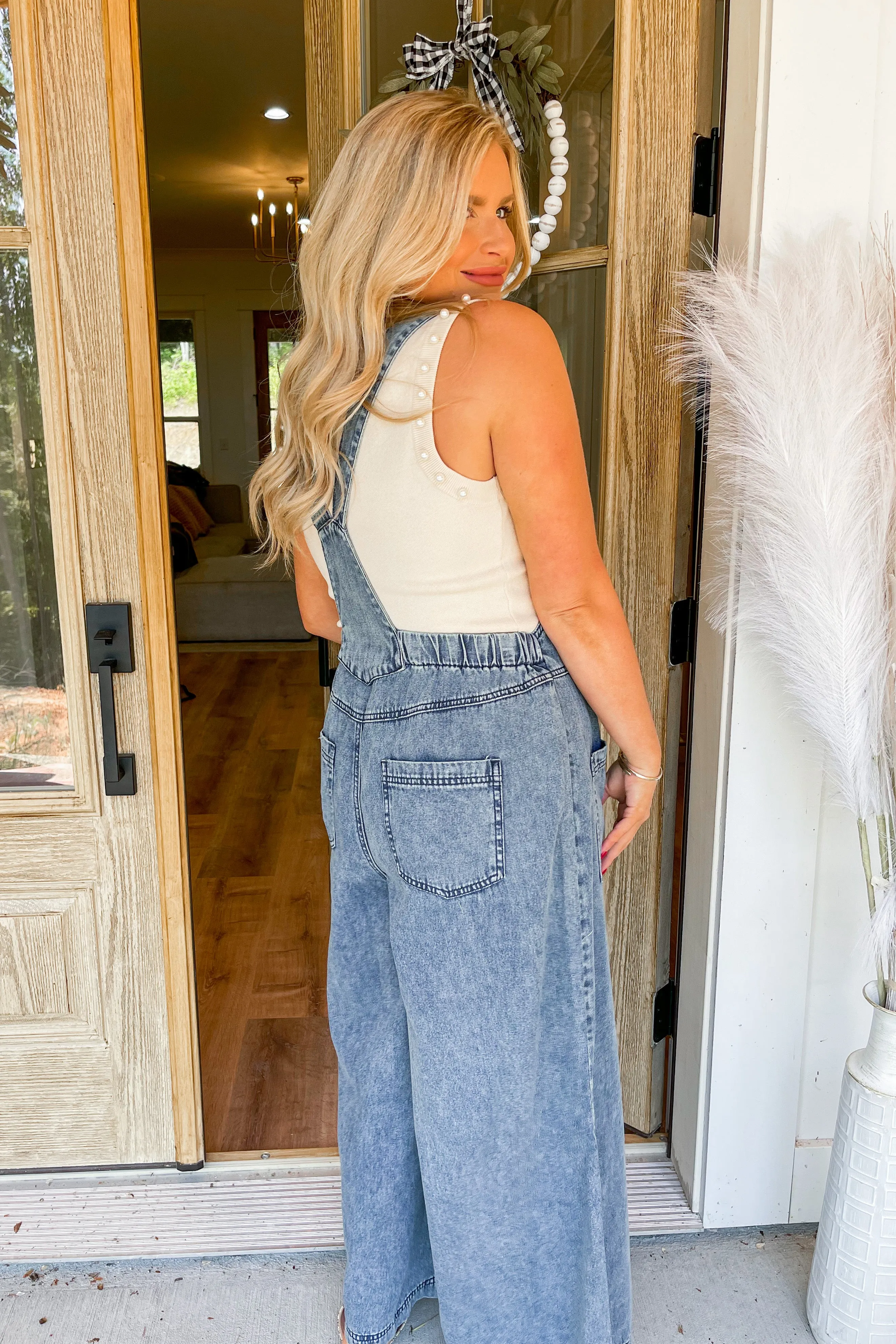 Damon Wide Leg Stone Washed Denim Jumpsuit [S-3X] *FINAL SALE*