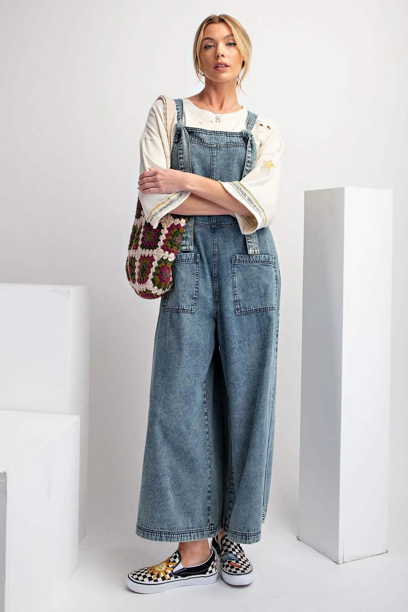 Damon Wide Leg Stone Washed Denim Jumpsuit [S-3X] *FINAL SALE*