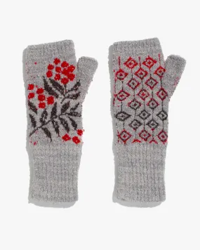 Debby Co., Fingerless gloves, Maison Blanche Collection, Gray with Red Flowers