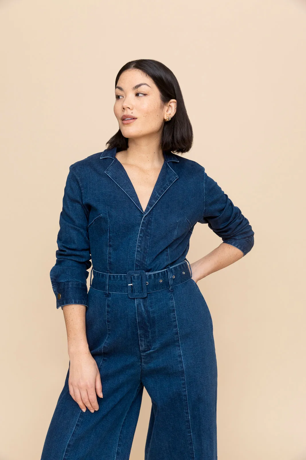 Denim Belted Jumpsuit (Final Sale)