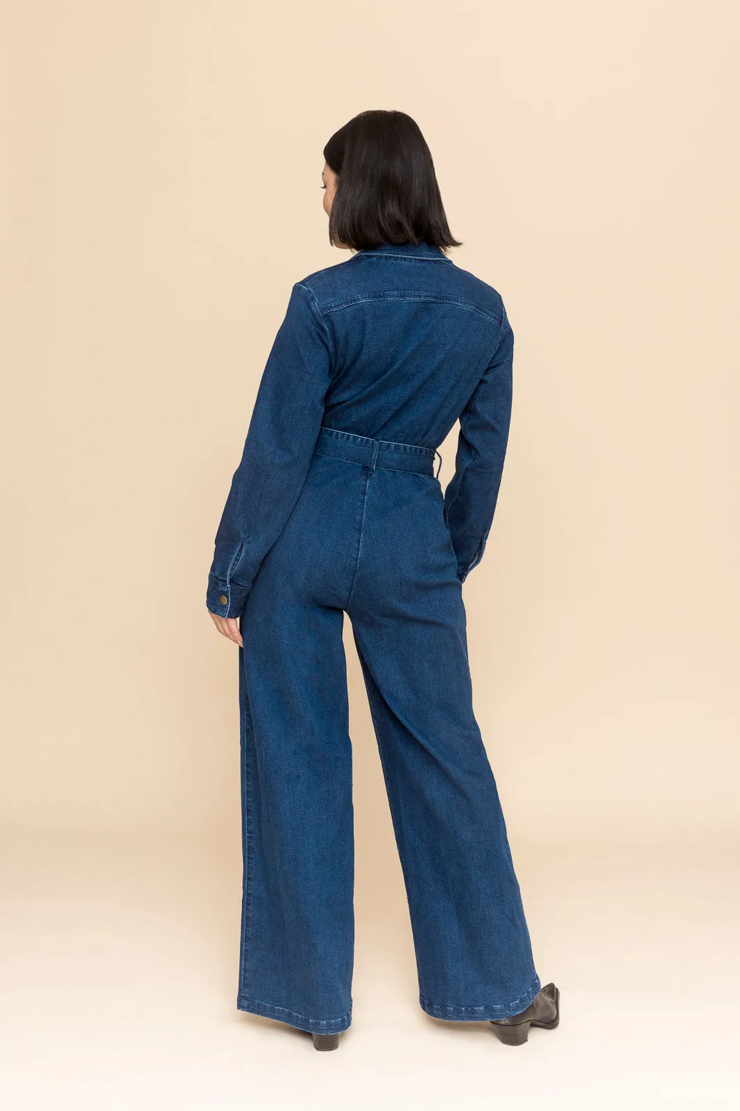 Denim Belted Jumpsuit (Final Sale)