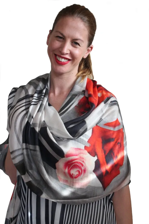 Designer Silk Scarf - Rose