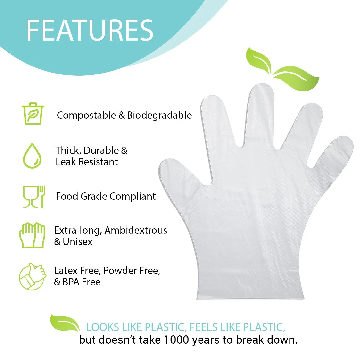 Disposable Eco-Friendly Compostable Gloves - 10 Pack