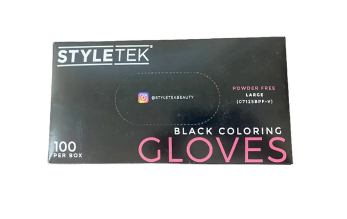 Disposable Gloves Style Tek Vinyl Powder Free Black Gloves Large 100 pk