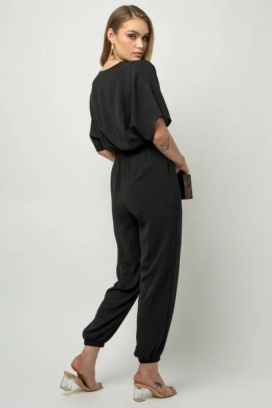 Dolman Sleeve Surplice Jumpsuit