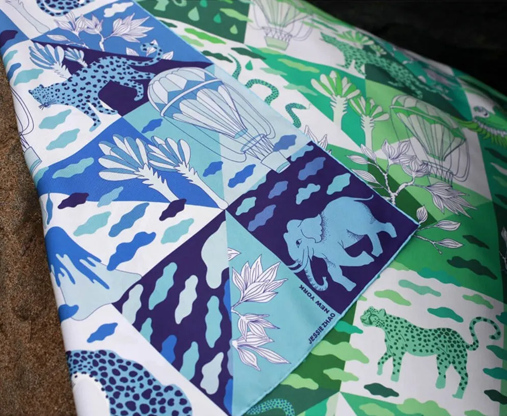 Double Sided Silk Scarf Of Rainforest Imagination