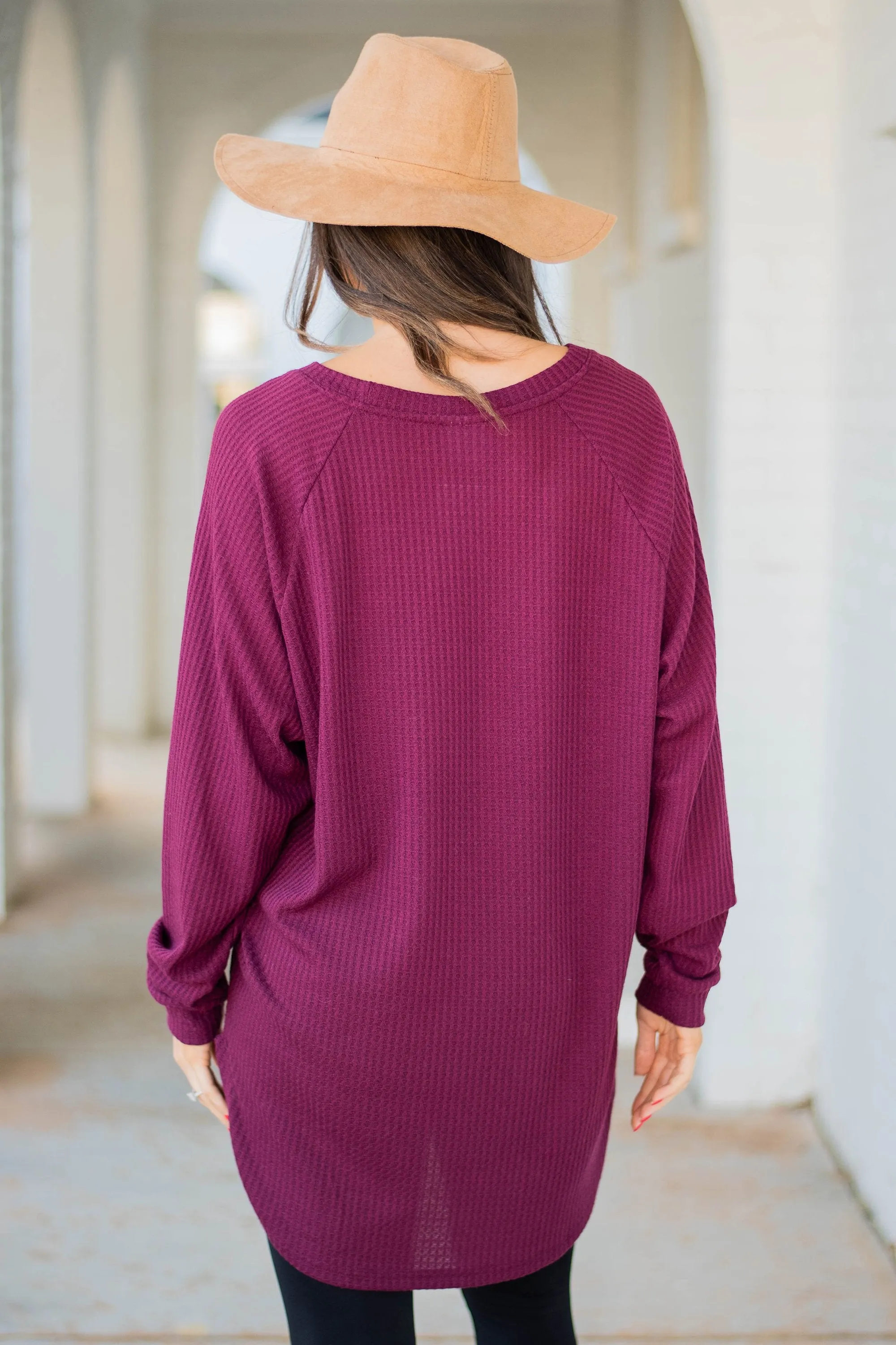 Easy Like Sunday Wine Red Waffle Tunic