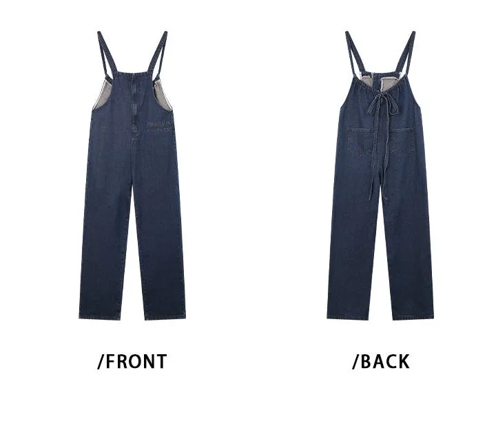 EIGHTHMONTH women's denim jumpsuit summer thin section design sense loose wide leg straight pants