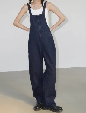 EIGHTHMONTH women's denim jumpsuit summer thin section design sense loose wide leg straight pants