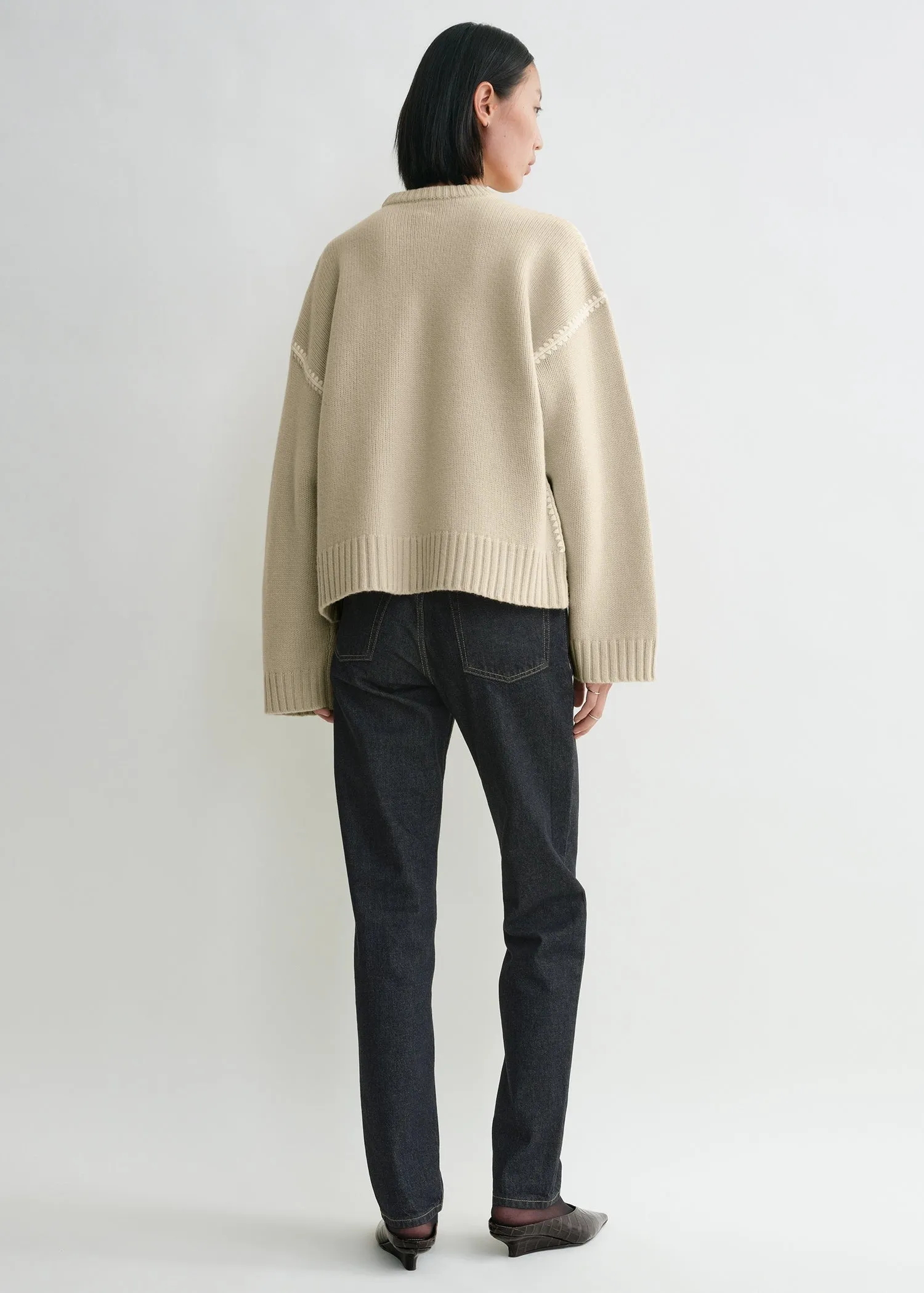 Embroidered wool cashmere knit harvest