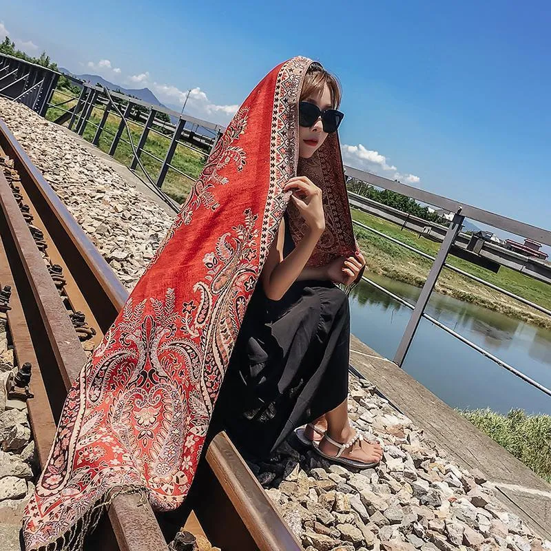 Ethnic spring and summer shawl  women's sunscreen scarf Tibet desert warm cloak in autumn and winter