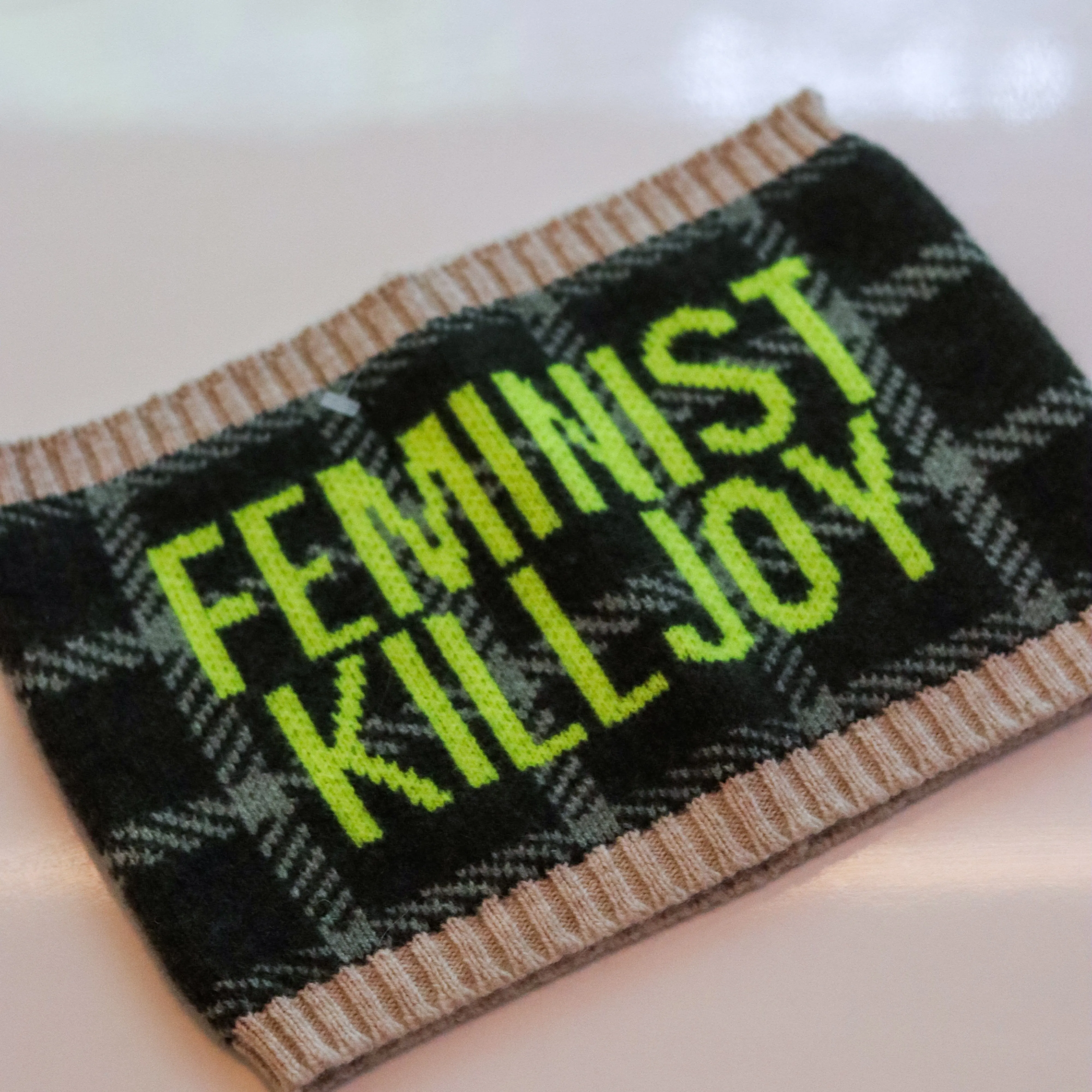 Feminist Killjoy Snood in Seaweed & Neon Yellow