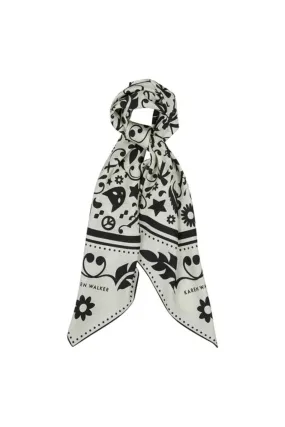 FILIGREE CLASSIC SILK SCARF CREAM/BLACK