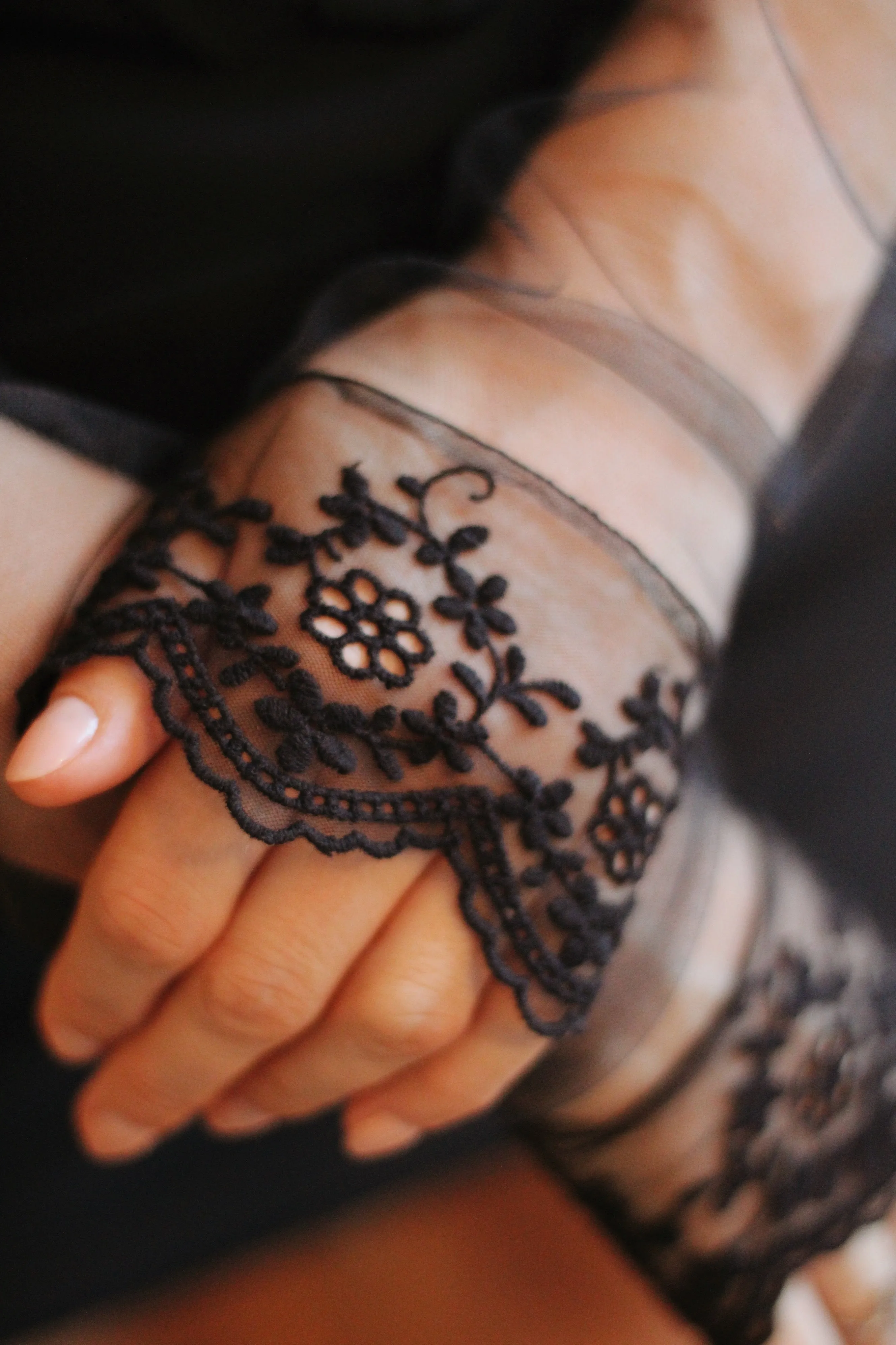 Fingerless Black Bridal Gloves