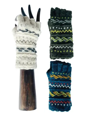 Fingerless Gloves Handstitched Multicolor