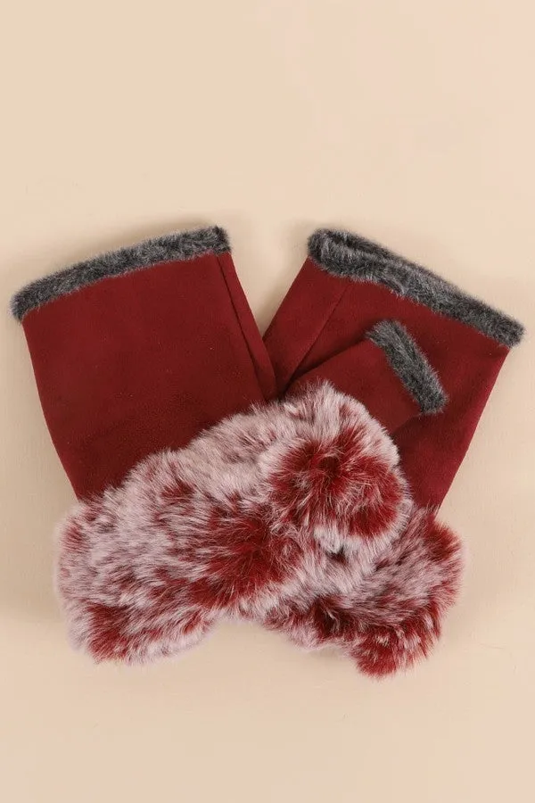 Fingerless gloves with faux fur trim Women