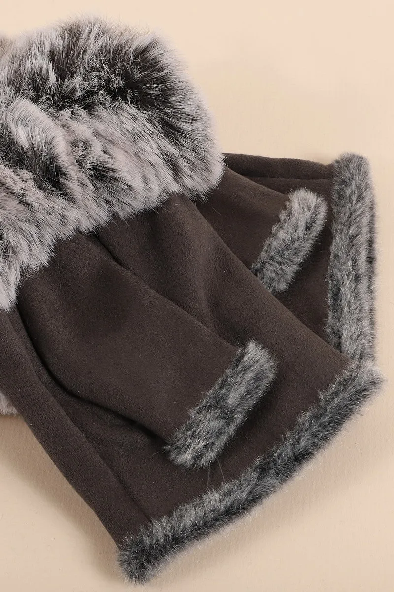 Fingerless gloves with faux fur trim Women