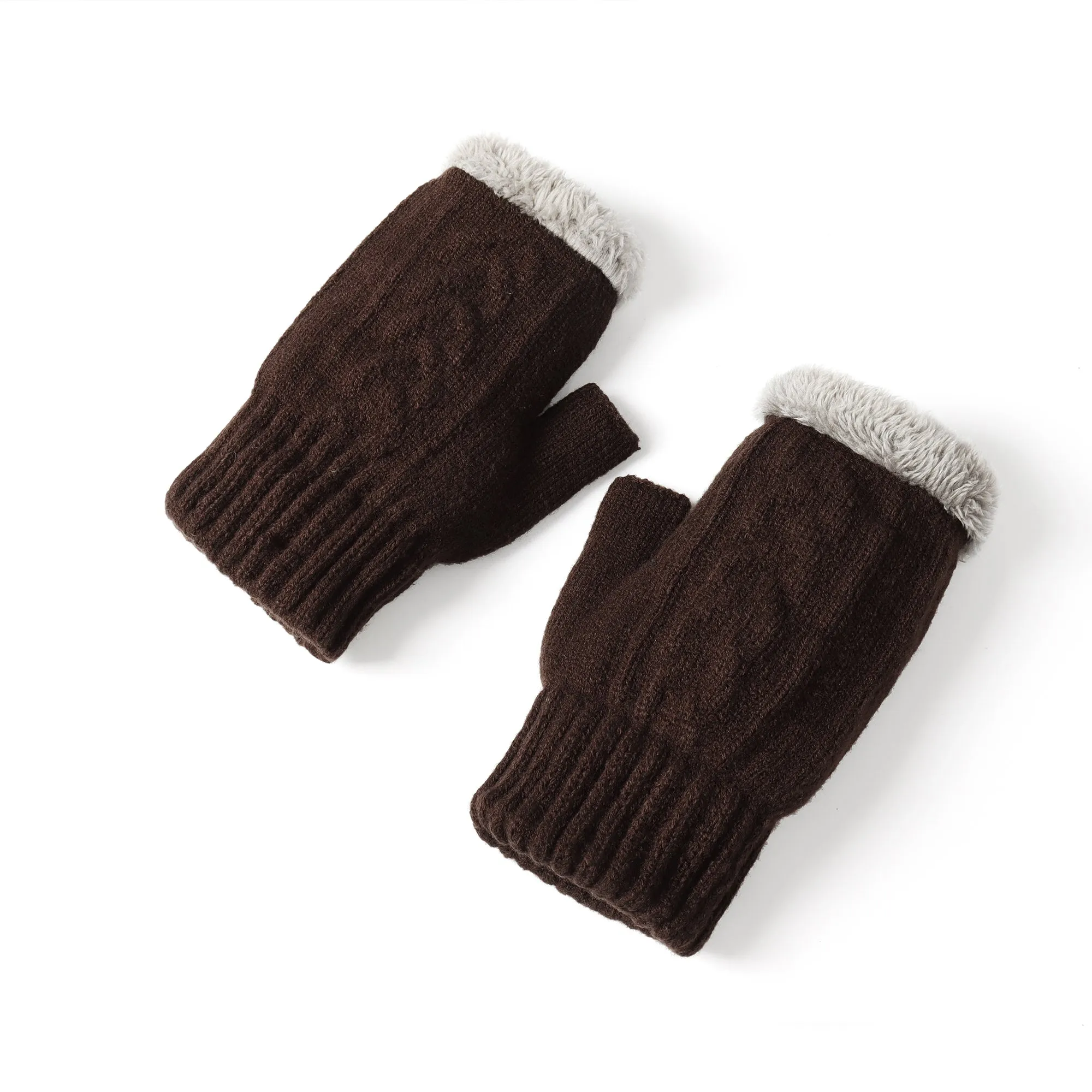 Fingerless Ultra Plush Knit Gloves