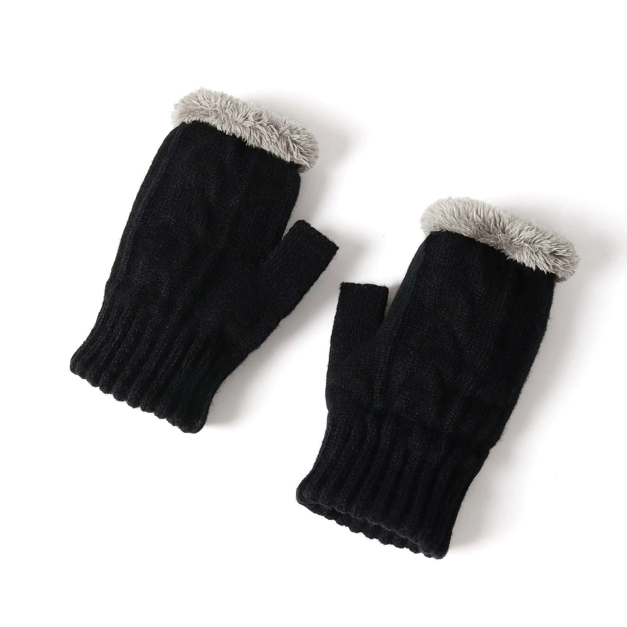 Fingerless Ultra Plush Knit Gloves