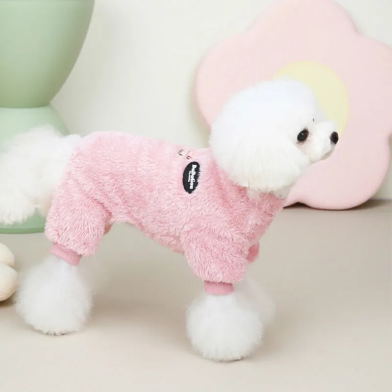 Fleece Pet Elastic Jumpsuit with Pull Ring