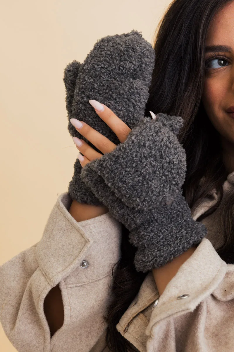 Foldable Texting Gloves with Sherpa Fleece Mittens 📱