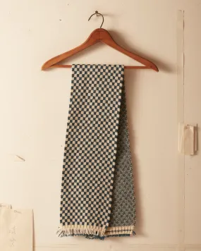 Fringe Check Scarf - Blue Cream