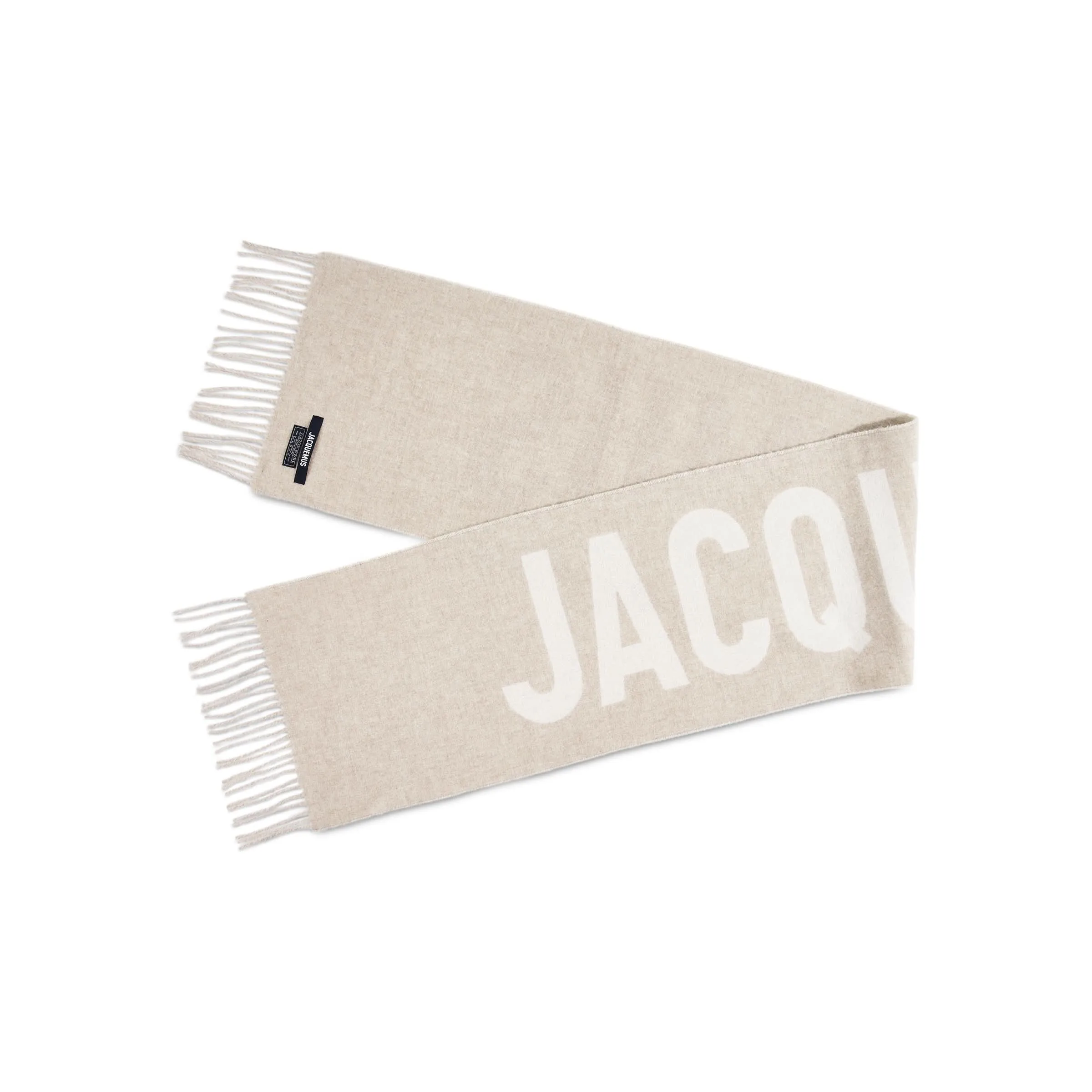 Fringe Logo Scarf in Multi Beige