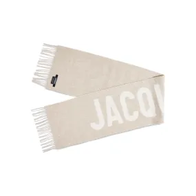 Fringe Logo Scarf in Multi Beige