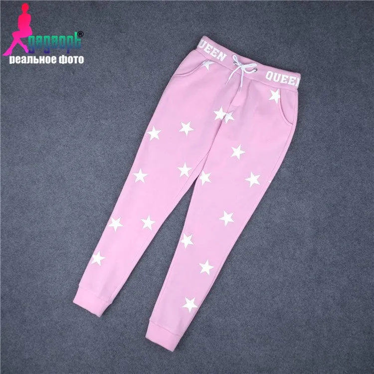 Gagaopt  Winter Trousers for Women Grey Pink Star Dot  Pantalones Mujer Pants Women Harajuku Sweatpants Female Winter Trousers