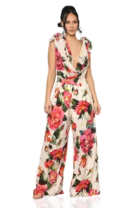 Garden Glow Floral Jumpsuit (Cream Multi)- FINAL SALE