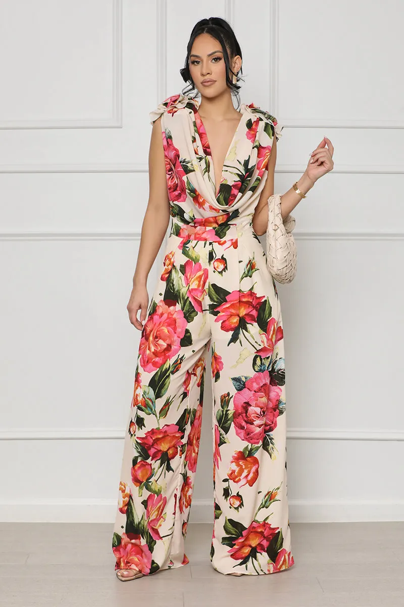 Garden Glow Floral Jumpsuit (Cream Multi)- FINAL SALE