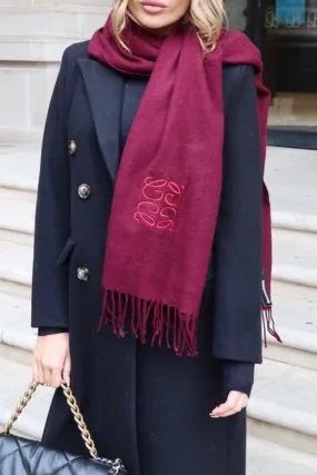 Gege burgundy embroidered scarf