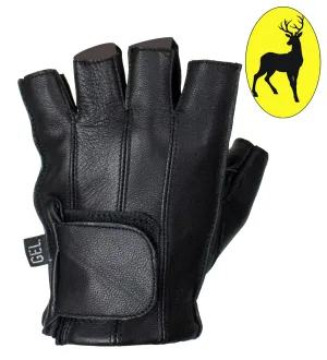 Gel Palm Riding Fingerless Deer Skin Gloves Full Panel