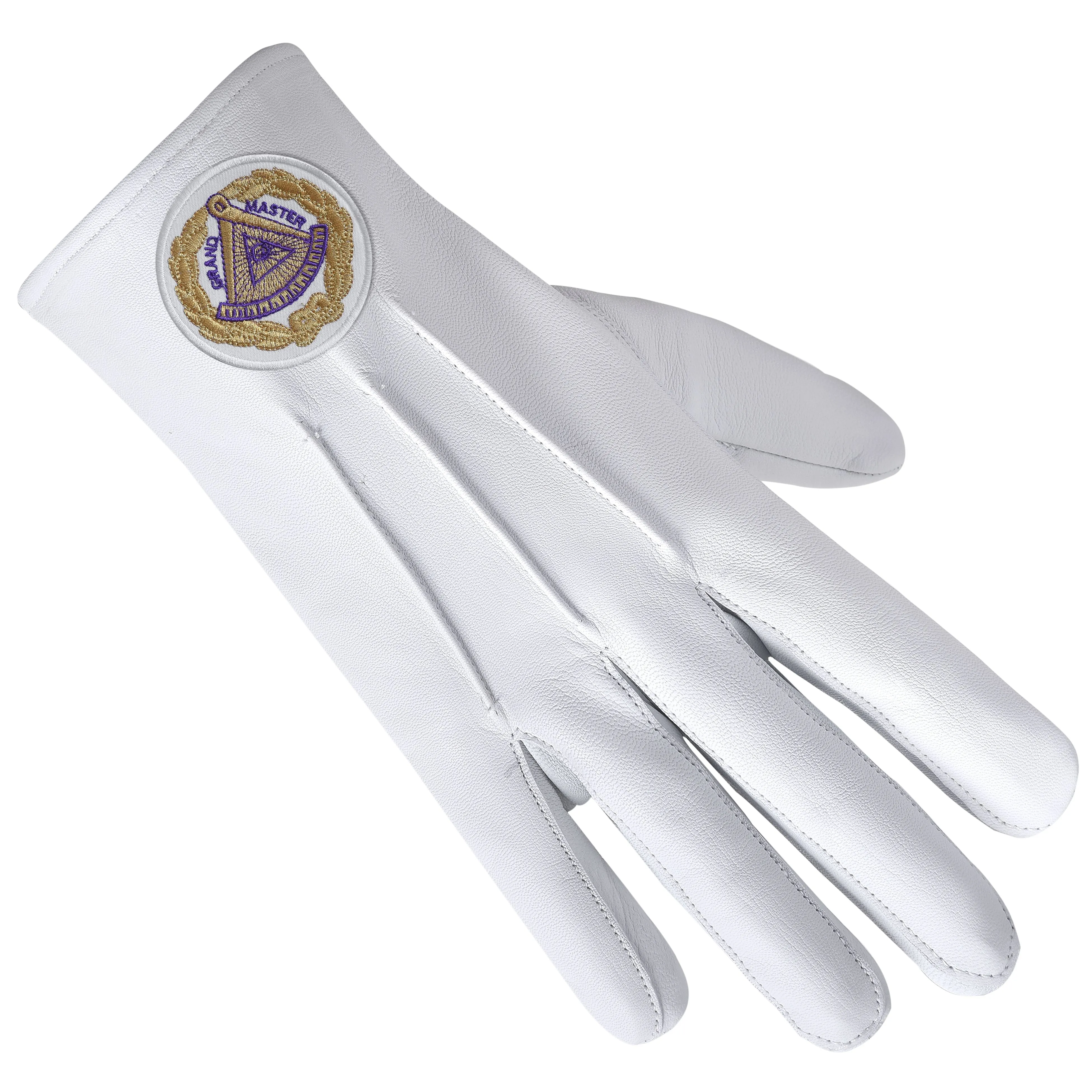 Grand Master Blue Lodge Gloves - Leather With Gold Emblem