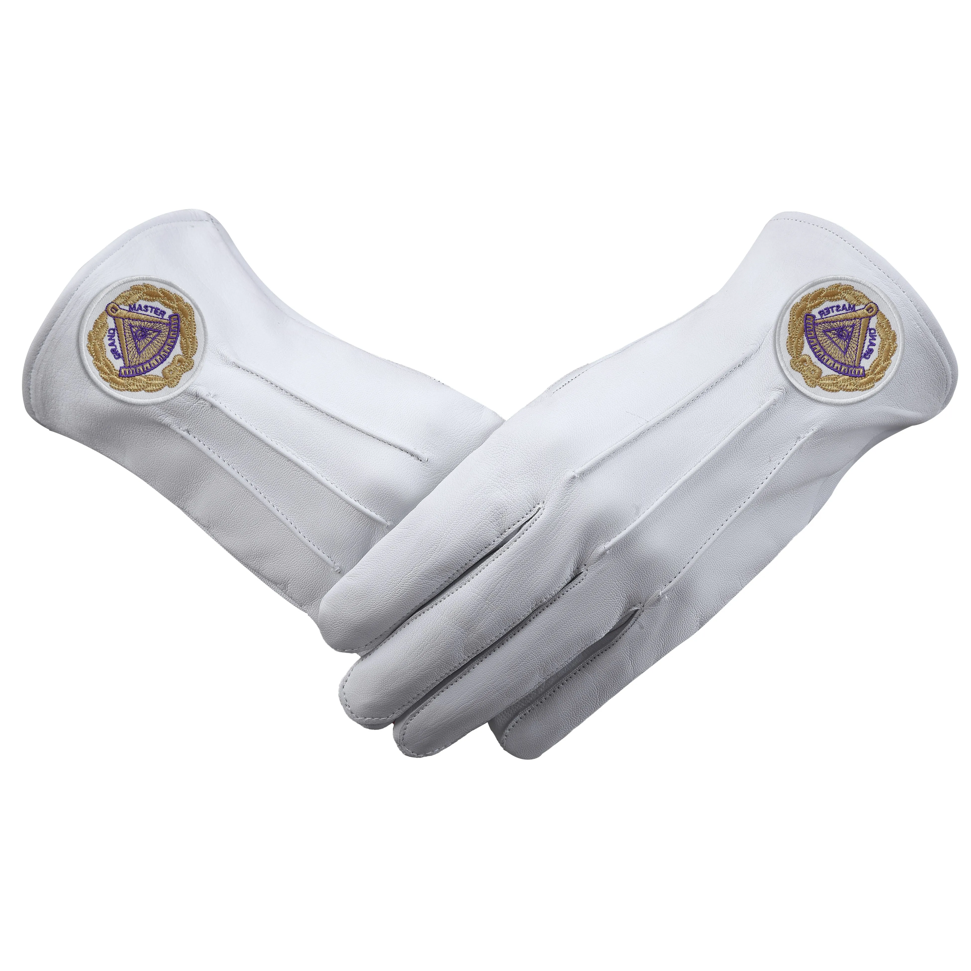 Grand Master Blue Lodge Gloves - Leather With Gold Emblem