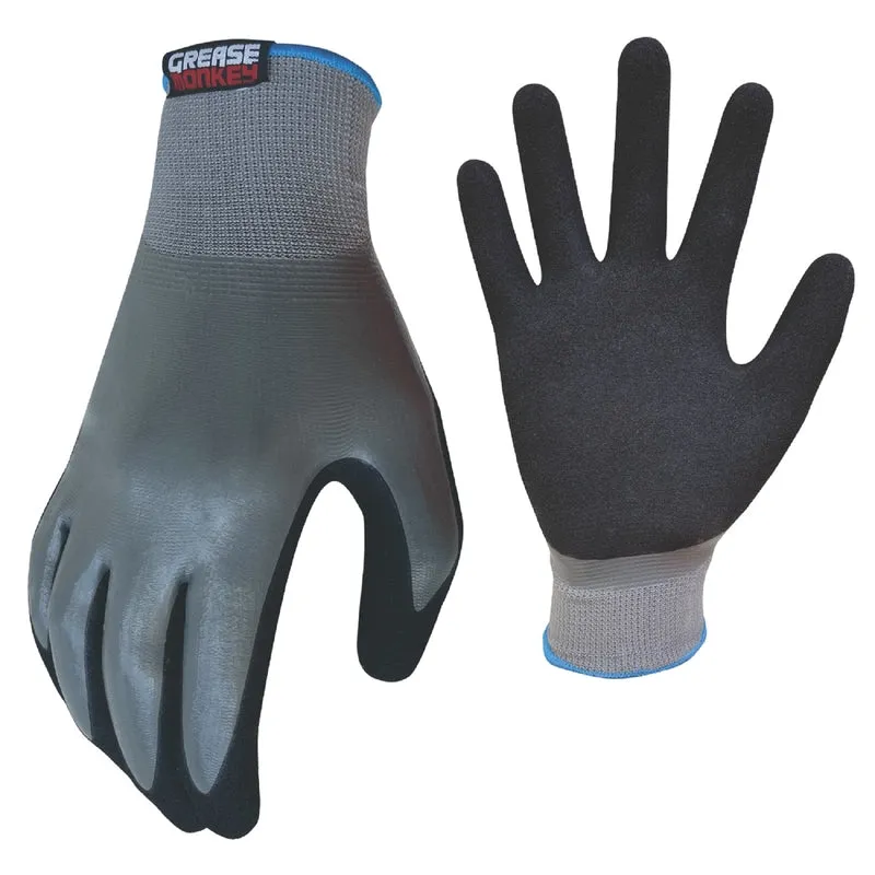 Grease Monkey XL Nitrile Waterproof Gray Dipped Gloves