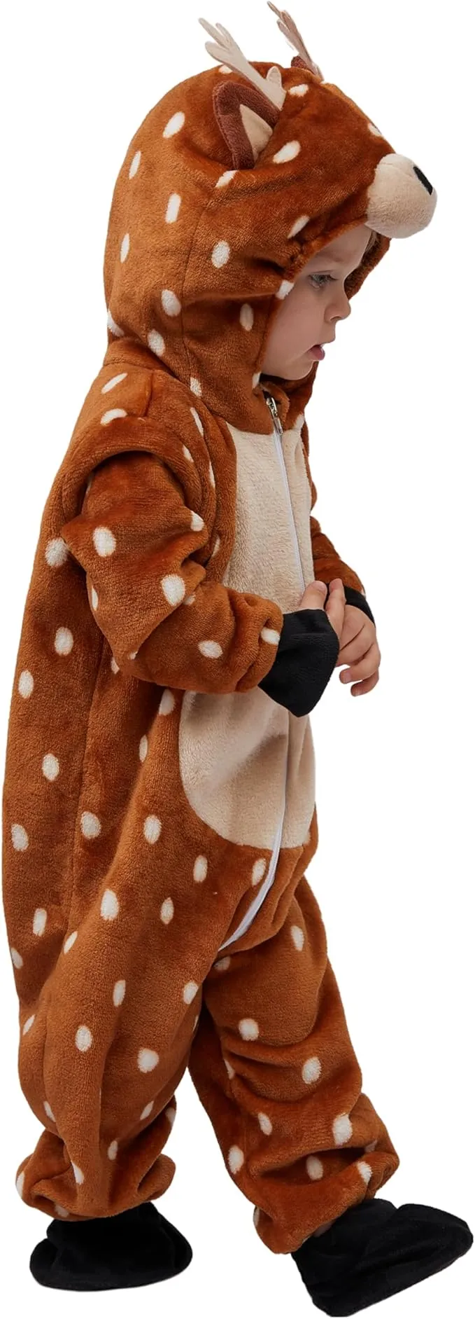 Halloween Baby Pajama, Reindeer Toddler Hooded Jumpsuit Sleepwear