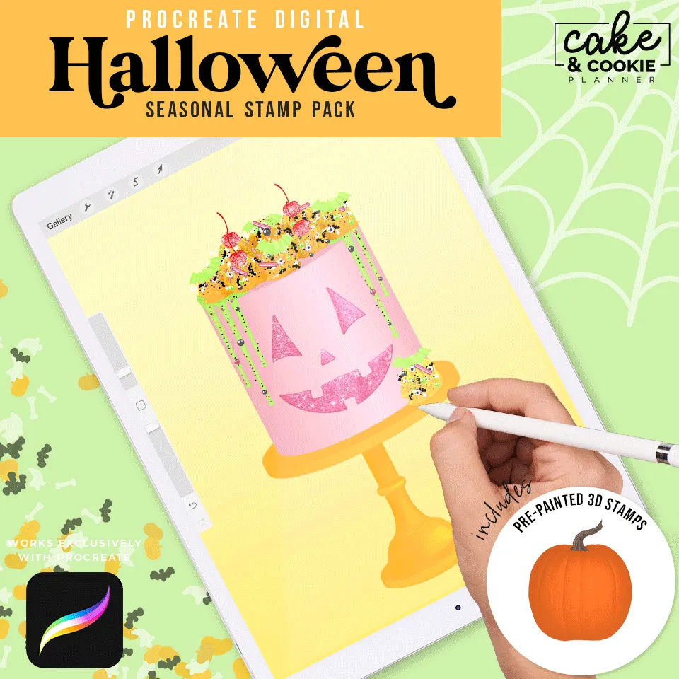 Halloween - Seasonal Procreate Pack - Digital Cake Sketching