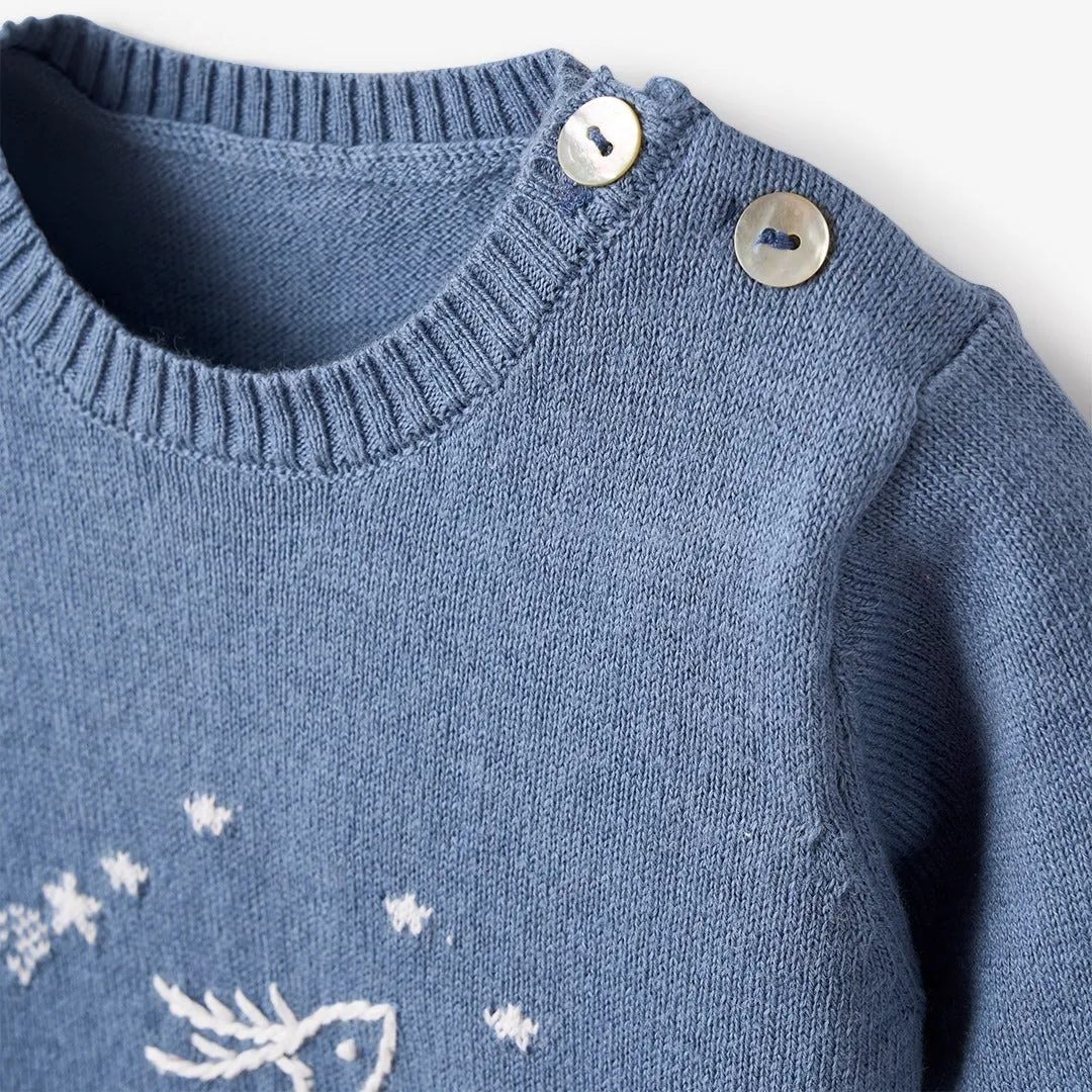 Hand Embroidered Blue Magic Sky Deer Jumpsuit