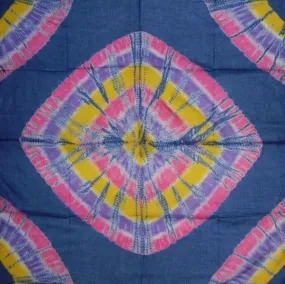 Handcrafted Cotton Tie Dye Scarf 42 x 42 Blue