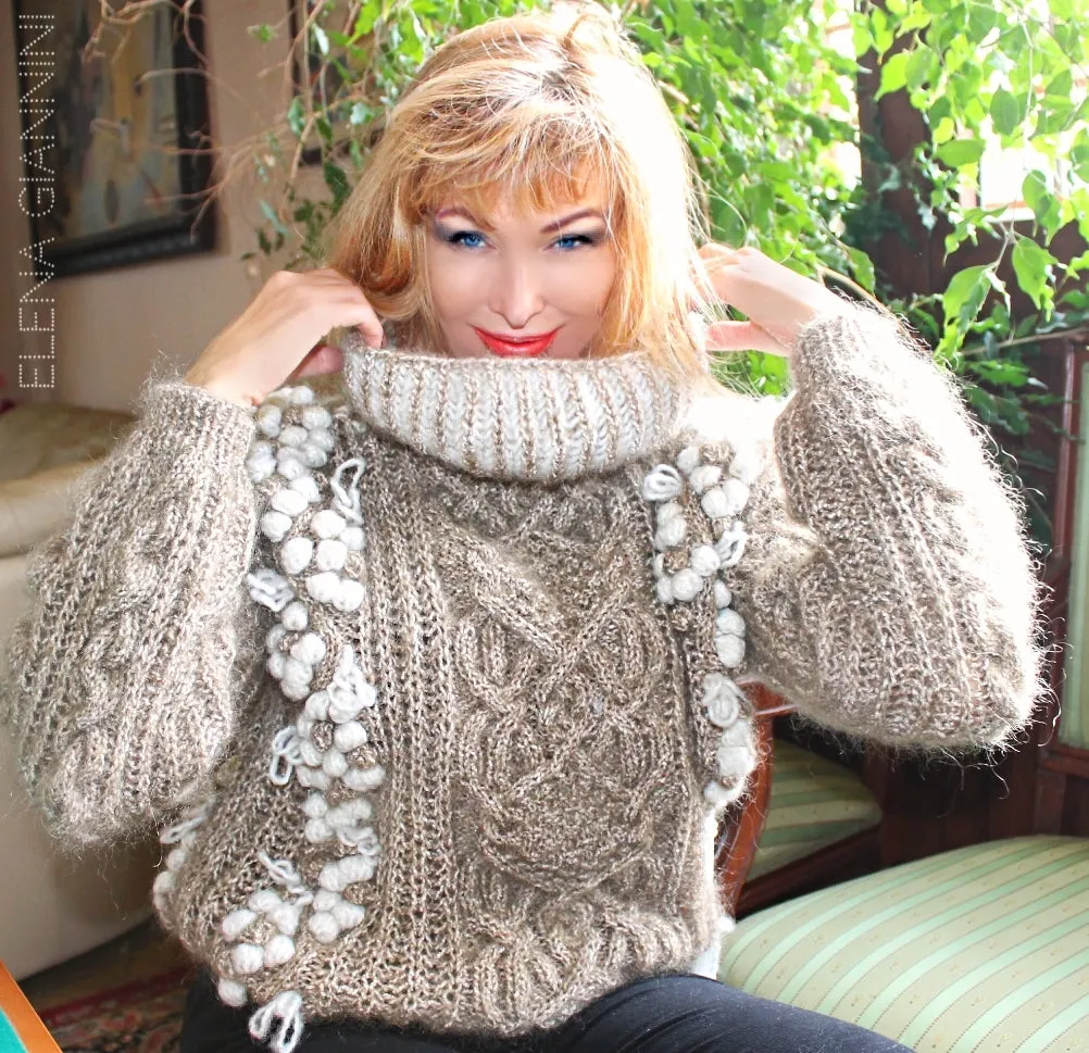 Handknitted Oversized Sweater with Arans and Cables