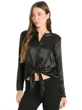 Hard Tail Satin Tie Front Blouse (Style SAT-41)