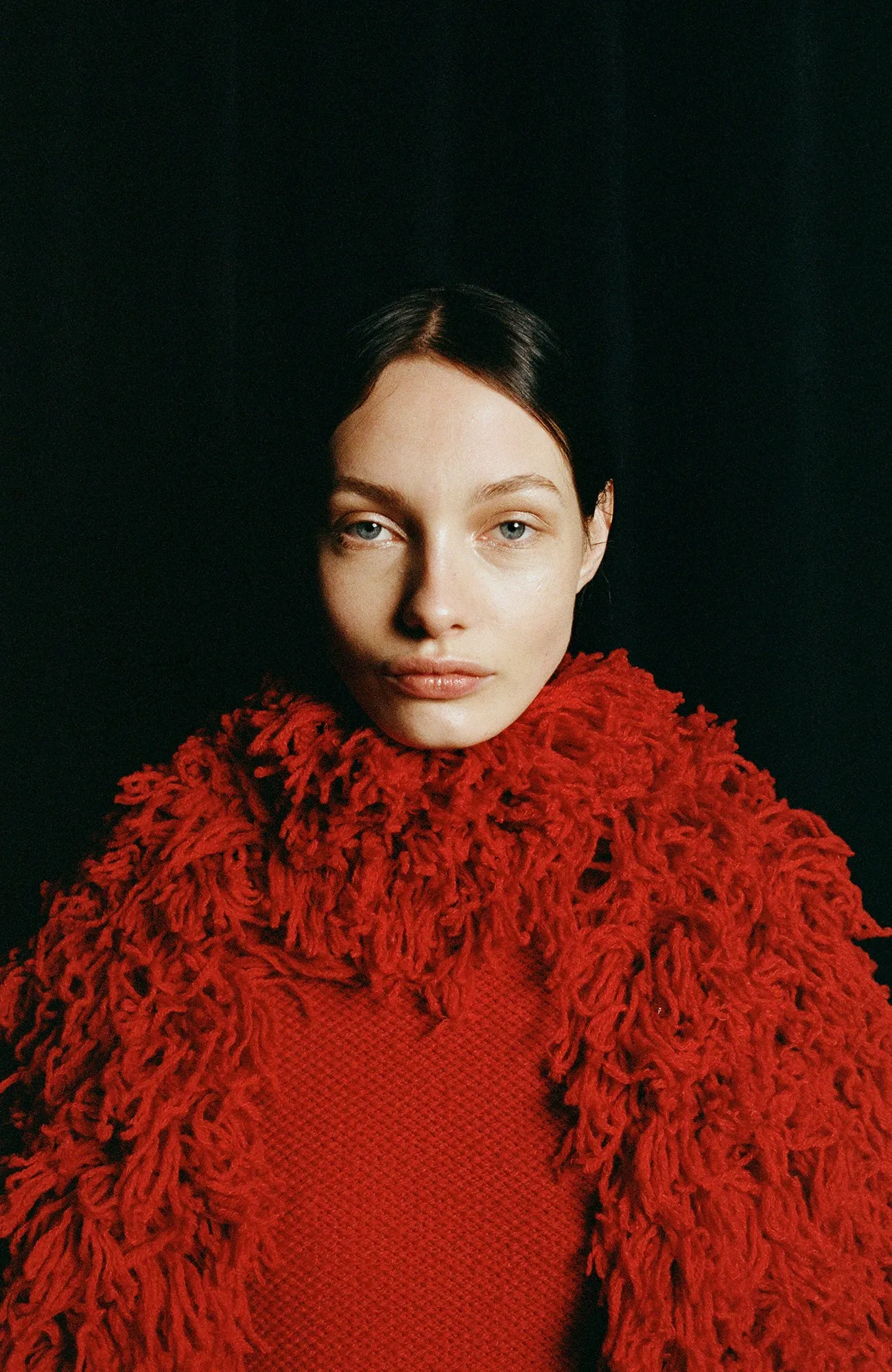 Hargreaves Knit Scarf in Scarlet Red Virgin Wool Cashmere Silk