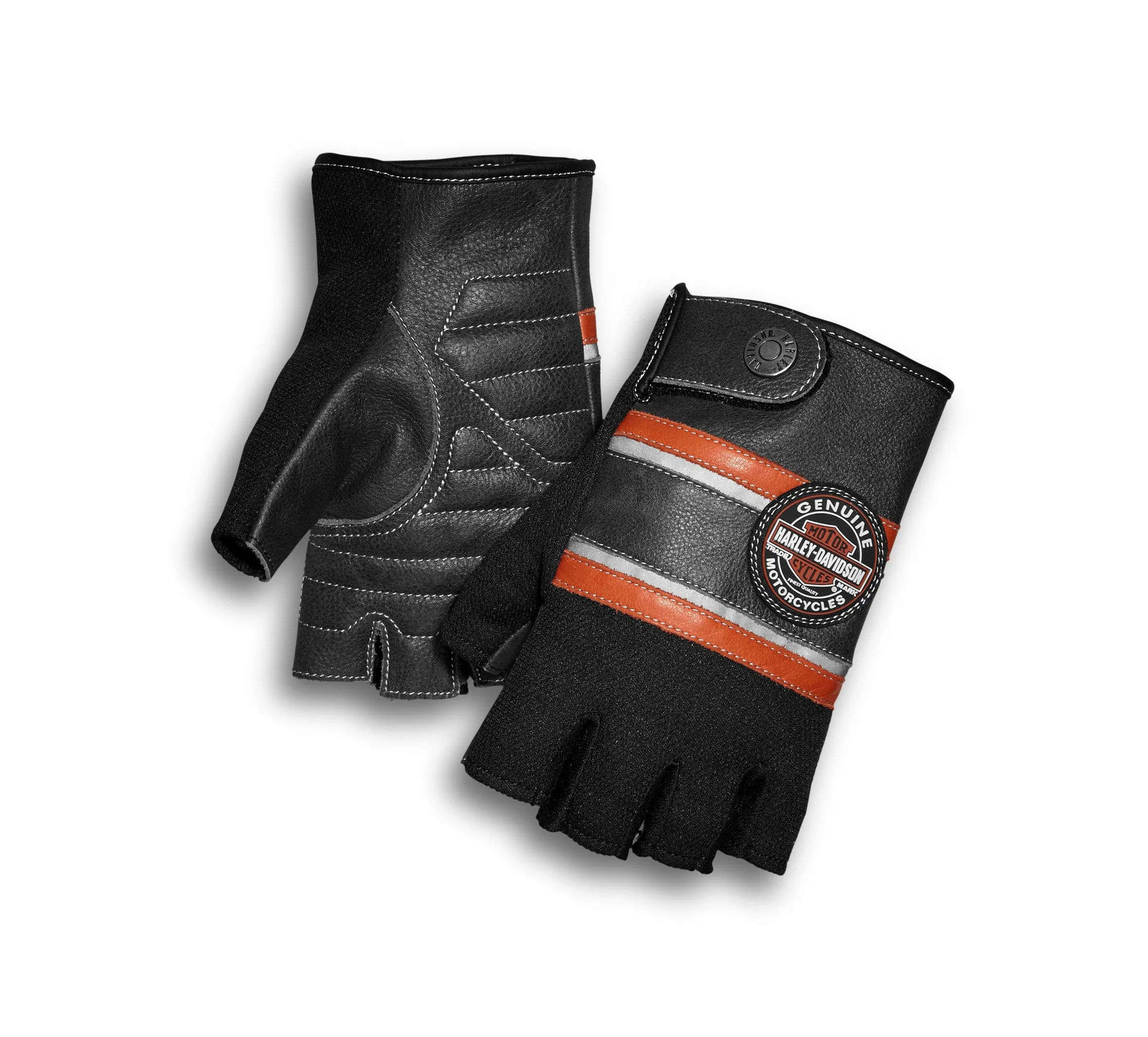 Harley-Davidson Men's Mixed Media Fingerless Gloves with Coolcore Technology - 98216-18VM