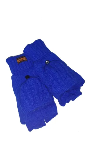 HEATSEEKERS by Vera Tucci - Thermal Cable Knit Fingerless with Flap Over Mittens G41/42