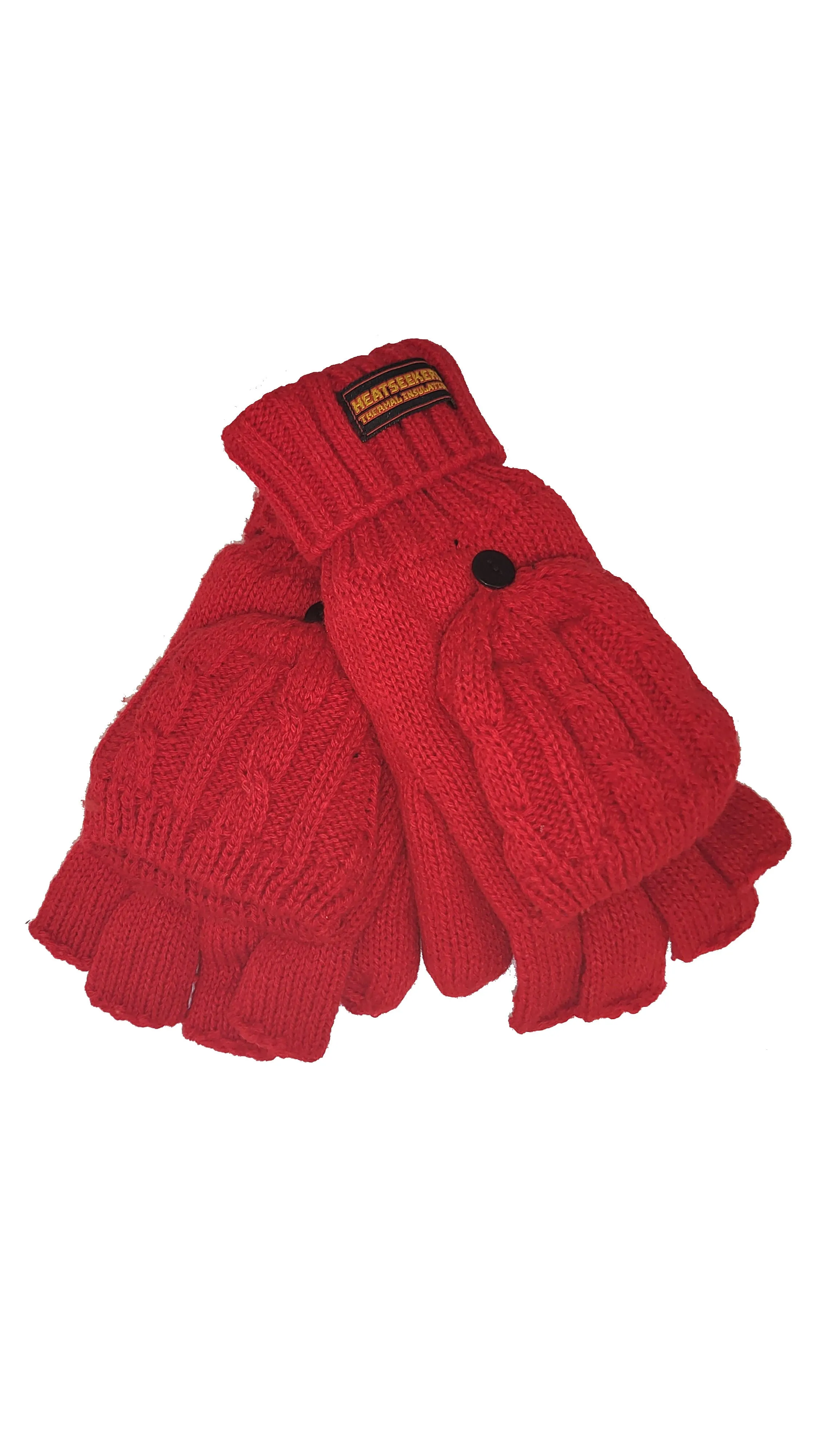 HEATSEEKERS by Vera Tucci - Thermal Cable Knit Fingerless with Flap Over Mittens G41/42