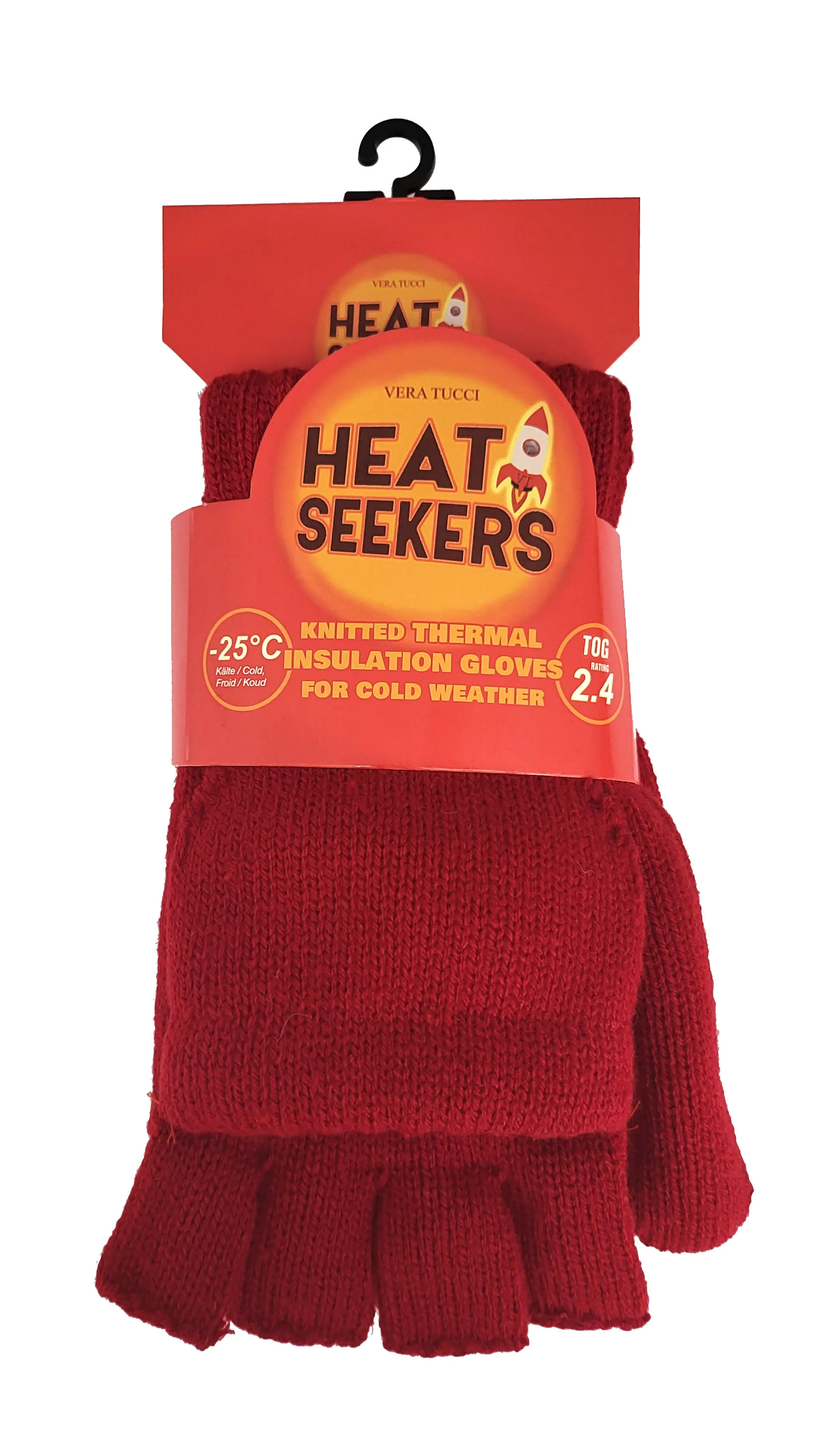 HEATSEEKERS by Vera Tucci - Thermal Plain Knit Fingerless with Flap Over Mittens  G47/48